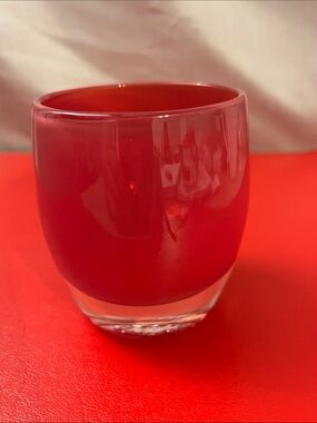 Glassybaby Red Votive Tealight Candle Holder - Pre triskeleton 3.75”H 3”D
